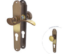 Langschildgarnitur Panda messing/brüniert PZ mit Knopf + Drücker für Wohnungsein