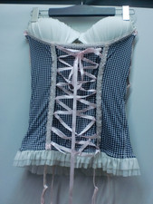 blau-weiß kariertes Trachten Mieder Gr. 85D