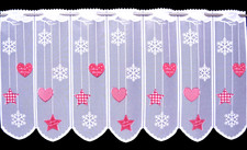 Weihnachtsgardine Scheibengardine 113 cm Breite Sterne Herz Küchengardine Neu