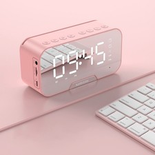 LED Radiowecker Funkuhr Bluetooth 5.0 Lautsprecher Digital Wecker Spiegel Alarm
