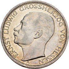 Künker: Hessen, Ernst Ludwig, 3 Mark 1910 A, Silber
