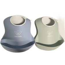 BabyBjörn Lätzchen 2er pack Blassgrün Blassblau Kätzchen-design