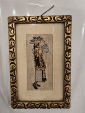 altes antikes Stickbild 10,5 x 25,5 cm mit Rahmen - Kroatische Nationaltracht