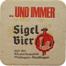 ALTER BIERDECKEL Klosterbrauerei Pfullingen Sigel-Bier Bierfilze Sammlerstück