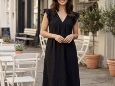 Schwarzes linien damenkleid - schwarzes,