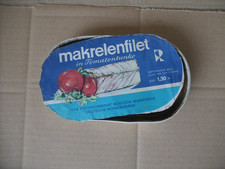leere Fischdose, Makrelenfilet  Tomatentunke,  Fischkombinat Rostock-Marienehe