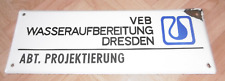 Emailschild Emailleschild Schild DDR Büro Wasseraufbereitung Stadt Dresden