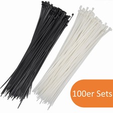 100 Stück Kabelbinder Kabelstrapse Kabelbefestigung Kabelband Kabel Binder Set