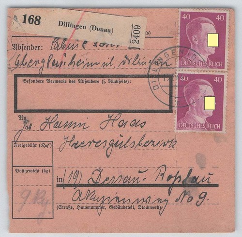 Deutsches reich paketkarte - deutsches,