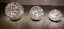 3 LED Glaskugeln Set silber