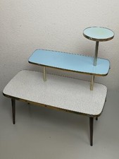 Mid Century 50er Etagere Blumenständer Babyblau Grau Blumenbank Z3