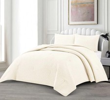 Tagesdecke Set Alara Überwurf Decke 3-Teilig 240 x 250 cm , 2-Personen beige