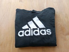 adidas Hoodie Jungen, schwarz, Größe 147-158 (L), mit Kapuze und Eingriffstasche