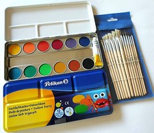 Pelikan Farbkasten Deckfarbkasten Wasserfarbe Tuschkasten Malkasten Pinsel Set