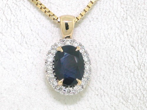 Saphir brillant anhänger 585 - saphir,
