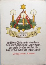 Ch. Holscher - Adventskranz  an Weihnachten Spruch DDR - c1960
