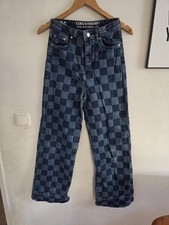 C&A Clockhouse Jeans High Rise wide leg Größe 36 Schachbrett blau weites Bein 9