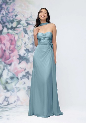 Gerafftes chiffon abendkleid - chiffon,