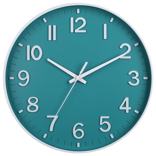 Teal wall clock - clock, battery