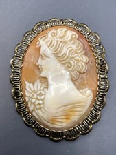 Muschel KAMEE/GEMME,ANHÄNGER/BROSCHE,antik,Antique CAMEO Sterling Silber