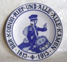 Patriotischer Wandteller 100 Jahre Befreiungskriege, Altwasser, Schlesien 1913