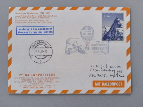 Ballonpost 1962 österreich - ​ballonpost,
