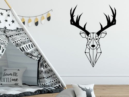 Hirsch wandtattoo geometrisch - wandtattoo,