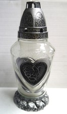 Grablicht Grablampe Grablaterne HERZ Grabschmuck mit Kerze Grableuchte