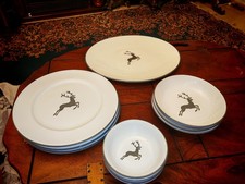Gmundner Keramik Hirsch Grau Speiserice 3 Pers.