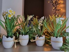 4er Set  künstliche Pflanzen in  Eierschale, Ostern, Frühling