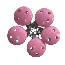 5 Schnullerketten Clips Holz Rosa Lackiert DIN EN 71-3 Bastelmaterial Baby