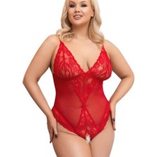 Damen Body XL-4XL Rot Spitze +