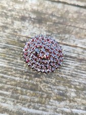 Antique Bohemian Garnets Flower Clusters Brooch Silver