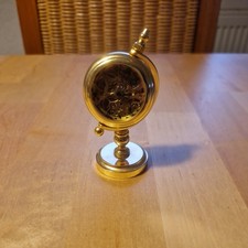 Miniatur Tischuhr Skelettuhr Goldoptik Mechanik Uhr Vintage.