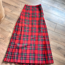 Vintage Damen Rock lang Schottenkaro rot Kilt Wolle GLEN AVON SCHOTTLAND passt 24" W