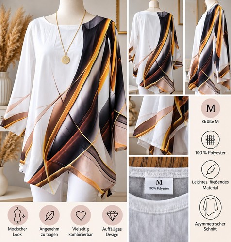 Damen longbluse tunika m - gr.,