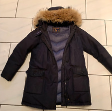 WOOLRICH Luxury Arctic Parka L Jacke blau Daunen abnehmbarer Pelz