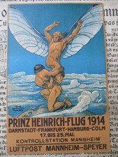 Postkarte Prinz Heinrich Flug Mannheim Speyer 1914 + Flugpost Stempel - Luftpost