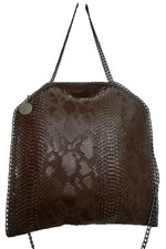 NEU Kroko Espresso Falabella Ketten Tasche Fold Over Tote Bag Stellamccartney