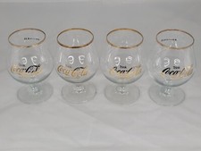 Coca Cola Gläser 4x mit Goldrand weißer Eichstrich Schwenker 0,3l Vintage Retro