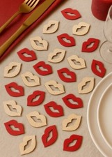 48 Stk HOLZ Kussmund rot natur Hochzeitsdeko Vintage Landhaus Streuteile Münder