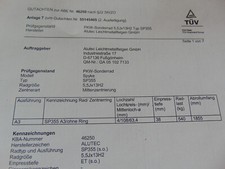 Original ABE für Alufelge Alutec Spyke 5,5x13 4x108 Ford KBA 46250 TÜV Gutachten