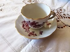 Meissen Porzellan Moccagedeck Tasse UT indisch purpur Goldverzierungen 1. Wahl