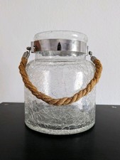 Windlicht Deko Glasbehälter für Kerzen/ Teelicht Neuwertig, mit Seilgriff