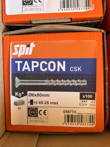 Spieß tapcon csk 6x80 - csk, mm