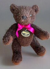 Althausclub Teddy "Benny" 32 cm Handarbeit dunkelbraun 4 Gelenke Schleife pink