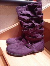 Damen Stiefel 40 lila Wildlederoptik