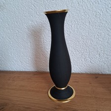Vintage Vase schwarz matt m Gold J.Seltman Vohenstrauß Bavaria  1387