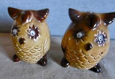 Vintage Salz- Pfefferstreuer Keramik Eule Wackelaugen 70er Japan  rar