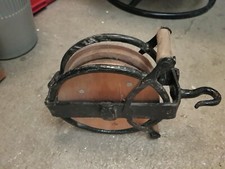 Alter Flaschenzug, Seilwinde, Seilerolle, 23cm Ø, 10cm Dick